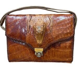 Vintage ETCO Genuine Alligator Handbag | Carmel Brown | Circa 1950s Florida